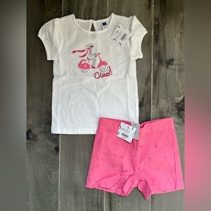 Janie & Jack Ciao Capri Shorts Set Pink Size 4 NWT
